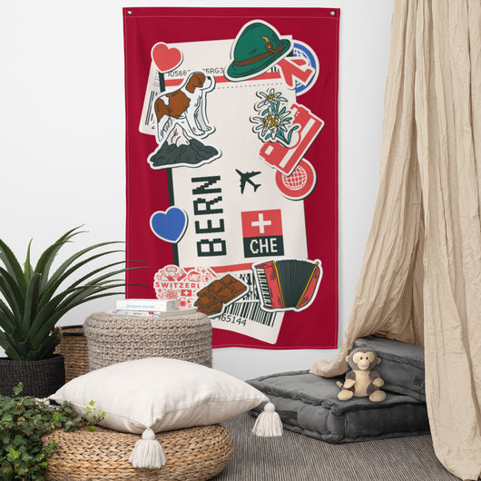 Bern Switzerland Swiss Geneva Flag Banner Wall Art Decor Banners Signs Birthday Banner Canvas Surfaces Gift Ideas