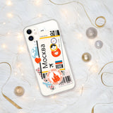 Moscow Russia Russian Flag iPhone Case 15 14 13 12 11 Pro Max Plus Mini Travel Souvenir Tourist Beach Lover Food Destination Patriot Gifts