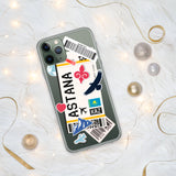 Funda para iPhone 15, 14, 13, 12, 11 Pro Max Plus Mini, regalo de viaje, recuerdo personalizado con el nombre de la ciudad, bandera de Kazajstán, Astana