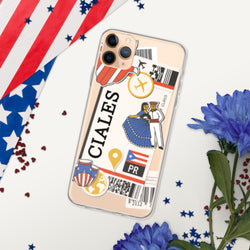 Ciales Puerto Rico Puerto Rican Flag iPhone Case 15 14 13 12 11 Pro Max Plus Mini Gift Travel Souvenir Personalized Custom City Name