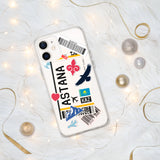 Funda para iPhone 15, 14, 13, 12, 11 Pro Max Plus Mini, regalo de viaje, recuerdo personalizado con el nombre de la ciudad, bandera de Kazajstán, Astana