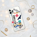 Funda para iPhone 15, 14, 13, 12, 11 Pro Max Plus Mini, regalo de viaje, recuerdo personalizado con el nombre de la ciudad, bandera de Kazajstán, Astana