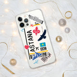 Funda para iPhone 15, 14, 13, 12, 11 Pro Max Plus Mini, regalo de viaje, recuerdo personalizado con el nombre de la ciudad, bandera de Kazajstán, Astana