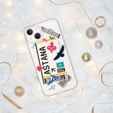 Funda para iPhone 15, 14, 13, 12, 11 Pro Max Plus Mini, regalo de viaje, recuerdo personalizado con el nombre de la ciudad, bandera de Kazajstán, Astana