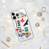 Funda para iPhone 15, 14, 13, 12, 11 Pro Max Plus Mini, regalo de viaje, recuerdo personalizado con el nombre de la ciudad, bandera de Kazajstán, Astana