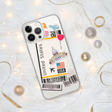 United States American Flag iPhone Case 15 14 13 12 11 Pro Max Plus Mini Travel Souvenir Personalized Custom City Name