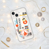 Moscow Russia Russian Flag iPhone Case 15 14 13 12 11 Pro Max Plus Mini Travel Souvenir Tourist Beach Lover Food Destination Patriot Gifts