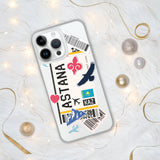 Funda para iPhone 15, 14, 13, 12, 11 Pro Max Plus Mini, regalo de viaje, recuerdo personalizado con el nombre de la ciudad, bandera de Kazajstán, Astana