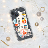 Moscow Russia Russian Flag iPhone Case 15 14 13 12 11 Pro Max Plus Mini Travel Souvenir Tourist Beach Lover Food Destination Patriot Gifts