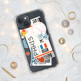 Paris Frankreich Französische Flagge iPhone Hülle 15 14 13 12 11 Pro Max Plus Mini Geschenk Reise Souvenir Personalisierter Stadtname