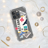 Funda para iPhone 15, 14, 13, 12, 11 Pro Max Plus Mini, regalo de viaje, recuerdo personalizado con el nombre de la ciudad, bandera de Kazajstán, Astana