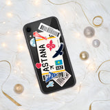 Funda para iPhone 15, 14, 13, 12, 11 Pro Max Plus Mini, regalo de viaje, recuerdo personalizado con el nombre de la ciudad, bandera de Kazajstán, Astana