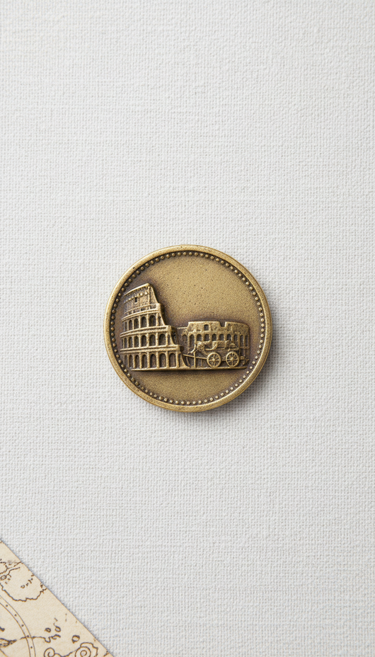 Handcrafted Rome brass coin magnet