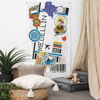 Medellin Boarding Pass Flag Travel Souvenir Banner Wall Art Decor Banners Signs Birthday Banner kitchen Decor Ideas Gift Ideas