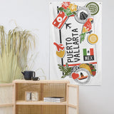 Puerto Vallarta Mexico Mexican Flag Banner Wall Art Decor Banners Signs kitchen wall decor Gift Ideas