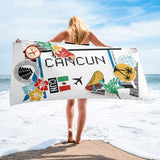 Cancun Mexico Beach Towel Mexican Flag Beach Towel Pool Towel Bath Sauna Bathroom Vacation Travel Summer Towels Gift Beach Towel Pool Towel
