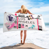 Los Angeles California Beach Towel American Flag Pool Towel Bath Sauna Bathroom Vacation Travel Summer Towels Gift Beach Towel Pool Towel