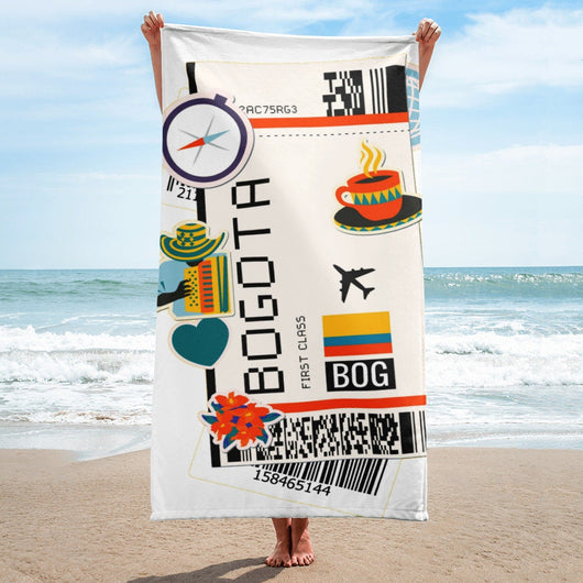 Bogota Colombia Colombian Flag Beach Towel Pool Towel Bath Sauna Bathroom Vacation Travel Summer Towels Gift Beach Towel Pool Towel