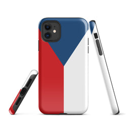Tschechische Republik Tschechien Česko Flagge iPhone Hülle 15 14 13 12 11 Pro Max Plus Mini Robuste Hartschalenhülle Glänzende Gummi-Handyhülle