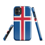 Island Island Isländische Flagge iPhone Hülle 15 14 13 12 11 Pro Max Plus Mini Robuste Hartschale Glänzende Gummi Handyhülle Geschenk