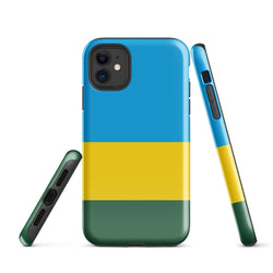 Funda para iPhone 15, 14, 13, 12 y 11 Pro Max Plus Mini con la bandera de Ruanda Ideas para regalos Mapa del país Horizonte Regalo para ella Ideas para él Recuerdo de viaje