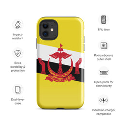 Funda para iPhone 15, 14, 13, 12, 11 Pro Max Plus Mini con bandera de Brunei, regalo de recuerdo de viaje