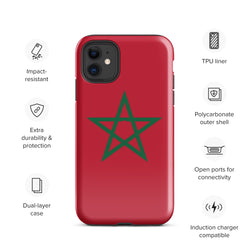 Funda para iPhone 15, 14, 13, 12, 11 Pro Max Plus Mini con bandera marroquí, regalo de recuerdo de viaje