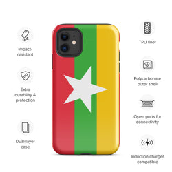 Funda para iPhone 15, 14, 13, 12, 11 Pro Max Plus Mini con bandera de Birmania, regalo de recuerdo de viaje