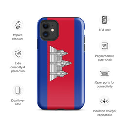 Funda para iPhone 15, 14, 13, 12, 11 Pro Max Plus Mini con bandera de Camboya, regalo de recuerdo de viaje