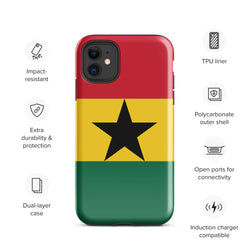 Funda para iPhone 15, 14, 13, 12, 11 Pro Max Plus Mini con bandera de Ghana, regalo de recuerdo de viaje