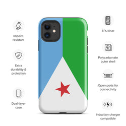 Dschibuti Dschibuti Flagge iPhone Hülle 15 14 13 12 11 Pro Max Plus Mini Geschenk Reise Souvenir