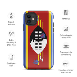 Eswatini Flagge iPhone Fall 15 14 13 12 11 Pro Max Plus Mini Geschenk Reise Souvenir