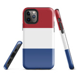 Funda para iPhone 15, 14, 13, 12, 11 Pro Max Plus Mini, carcasa protectora rígida resistente y brillante de goma con bandera holandesa, idea de regalo