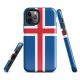 Island Island Isländische Flagge iPhone Hülle 15 14 13 12 11 Pro Max Plus Mini Robuste Hartschale Glänzende Gummi Handyhülle Geschenk