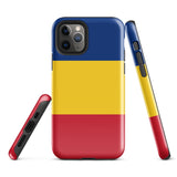Romania Romanian Flag iPhone Case 15 14 13 12 11 Pro Max Plus Mini Tough Fitted Hard Protective Shell Glossy Rubber Phone Case Gift Idea