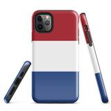 Funda para iPhone 15, 14, 13, 12, 11 Pro Max Plus Mini, carcasa protectora rígida resistente y brillante de goma con bandera holandesa, idea de regalo
