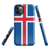 Island Island Isländische Flagge iPhone Hülle 15 14 13 12 11 Pro Max Plus Mini Robuste Hartschale Glänzende Gummi Handyhülle Geschenk