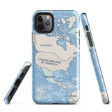 Mapa del mundo que viaja por América del Norte Funda para iPhone 15 14 13 12 11 Pro Max Plus Mini Regalo Recuerdo de viaje