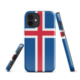 Island Island Isländische Flagge iPhone Hülle 15 14 13 12 11 Pro Max Plus Mini Robuste Hartschale Glänzende Gummi Handyhülle Geschenk