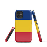 Romania Romanian Flag iPhone Case 15 14 13 12 11 Pro Max Plus Mini Tough Fitted Hard Protective Shell Glossy Rubber Phone Case Gift Idea