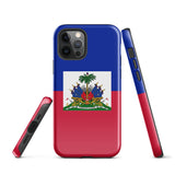 Haiti Haitian Flag iPhone Case 15 14 13 12 11 Pro Max Plus Mini Tough Fitted Hard Protective Shell Glossy Rubber Phone Case Gift Idea