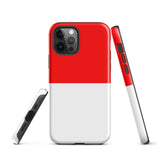 Indonesia Indonesian Flag iPhone Case 15 14 13 12 11 Pro Max Plus Mini Tough Fitted Hard Protective Shell Glossy Rubber Phone Case Gift Idea