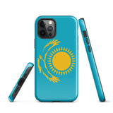 Kasachstan Kasachische Flagge iPhone Hülle 15 14 13 12 11 Pro Max Plus Mini Geschenkideen Landkarte Skyline Geschenk für Sie Ihn Ideen Reise Souvenir