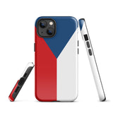 Czech Republic Czechia Česko Flag iPhone Case 15 14 13 12 11 Pro Max Plus Mini Tough Fitted Hard Protective Shell Glossy Rubber Phone Case