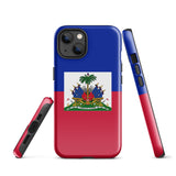 Haiti Haitian Flag iPhone Case 15 14 13 12 11 Pro Max Plus Mini Tough Fitted Hard Protective Shell Glossy Rubber Phone Case Gift Idea