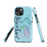 Born to travel iPhone Hülle 15 14 13 12 11 Pro Max Plus Mini Geschenk Reise Souvenir