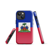 Haiti Haitian Flag iPhone Case 15 14 13 12 11 Pro Max Plus Mini Tough Fitted Hard Protective Shell Glossy Rubber Phone Case Gift Idea