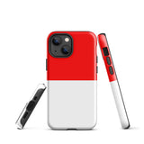 Indonesia Indonesian Flag iPhone Case 15 14 13 12 11 Pro Max Plus Mini Tough Fitted Hard Protective Shell Glossy Rubber Phone Case Gift Idea