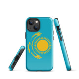 Kasachstan Kasachische Flagge iPhone Hülle 15 14 13 12 11 Pro Max Plus Mini Geschenkideen Landkarte Skyline Geschenk für Sie Ihn Ideen Reise Souvenir