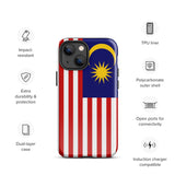 Funda para iPhone 15, 14, 13, 12, 11 Pro Max Plus Mini con bandera de Malasia, regalo de recuerdo de viaje